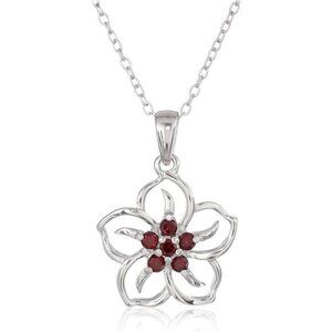 Genuine or Created Gemstone Birthstone Flower Pendant Necklace with Chain